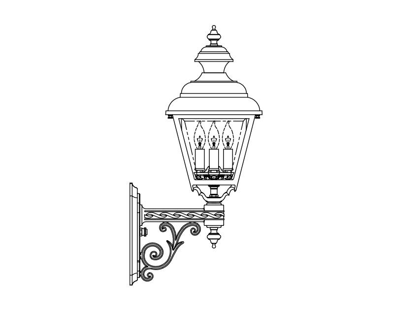 Plymouth, Medium, aluminum, Wall Mount, Clear glass, (3) 25W B10, 120V